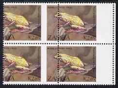 Zambia 1989 Reed Frog 2k85 marginal block of 4 from right...