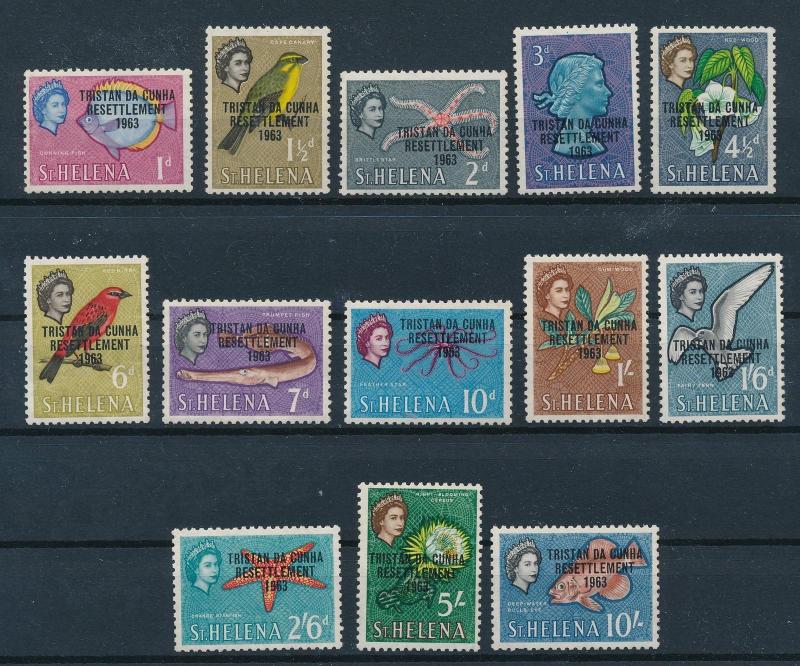 [23898] Tristan da Cunha 1963 Flora Flowers Marine Life Birds overprint MNH