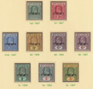 St LUCIA 1905 KE7 MCA  SPECIMEN   set of  9