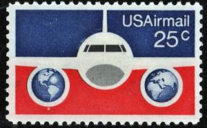 SC#C89 25¢ Plane & Globes (1976) MNH