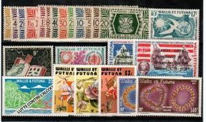 Wallis and Futuna Islands Scott 127 // 241 Mint NH complete sets (CV $60.55)