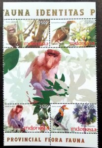 Indonesia Provincial Flora Fauna 2010 Monkey Hornbill Tree Fruit stamp title MNH