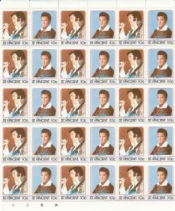 #874-77 a-b St. Vincent Mint OGNH sheets of 30 Elvis Presley