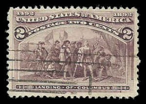 PCBstamps   US # 231 2c Columbus Sight of Land, used, (1)