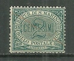 1877 San Marino Sc #1 red pencil cancel marking.