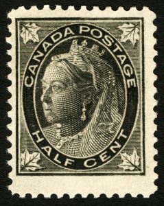 Canada #66 1/2c Black 1897 Queen Victoria Maple Leaf VF Mint Lightly Hinged