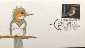 2023 Endangered Species FDC HAND DRAWN CACHET Micronesian Kingfisher Bird Ardis