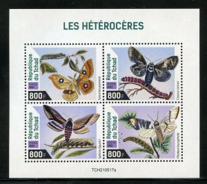 CHAD 2021 MOTHS SHEET MINT NH