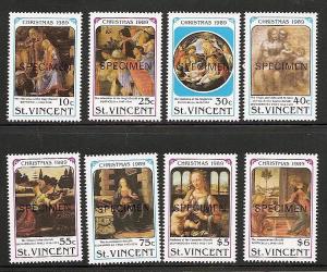 St. Vincent  1989 christmas Specimen set sc 1288-1295