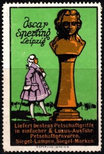 1910 German Poster Stamp Oscar Sperling Rubber Stamp Manufacturer Unused