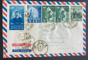 1958 Cairo Egypt Airmail cover To Hamburg Germany Foreign Traffic Cancel B