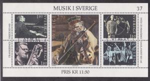 Sweden # 1473, Musicians, Souvenir Sheet, Used, 1/2 Cat.