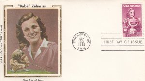 USA 1981 FDC Sc 1932 18c Babe Zacharias, golfer R & R Colorano Silk Cachet