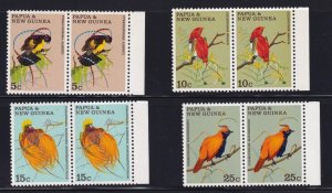 PAPUA NEW GUINEA # 301-304 VF-MNH PAIRS BIRDS OF PARADISE CAT VALUE $12.60