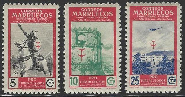 Spanish Morocco #292-294 Mint Hinged Full Set of 3 Pictorials