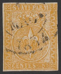 ITALY - Parma 1853 Arms 5c orange-yellow. Sass 6 cat €1400.