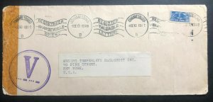 1943 Johannesburg South Africa Slogan Cancel Cover To New York USA Victory