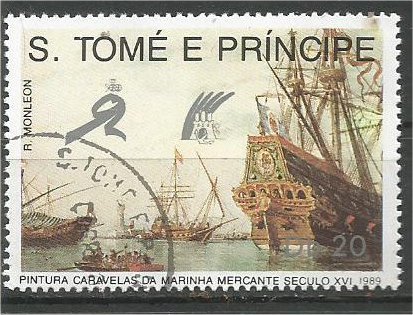 ST. THOMAS AND PRINCE, 1989, used 20d, Merchant ships Scott 892