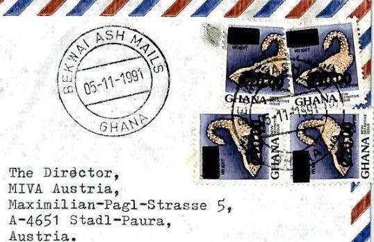 Ghana Cover 1991 INFLATION SURCHARGE Missionary Vehicles Air Mail MIVA CM5