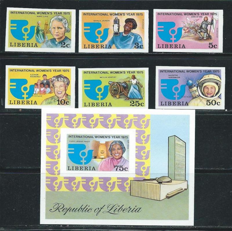 Liberia 697-702 C206 1975 Womens Year set and s.s. IMPERF...