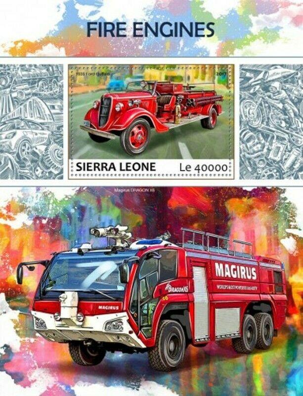 Sierra Leone - 2017 Fire Engines - Stamp Souvenir Sheet - SRL17701b