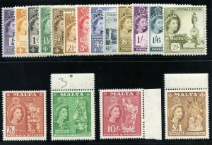 Malta 1956 QEII set complete superb MNH. SG 266-282. Sc 246-262.