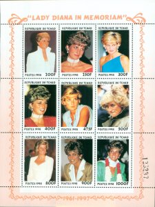 CHAD 774 MNH S/S CV $18.00 BIN $9.00 DIANA