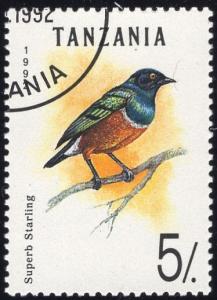 Tanzania 978 - Cto - 5sh Superb Starling (1992) (cv $0.80)