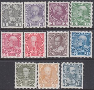 AUSTRIA Sc # 110a-120 MINT HR FRANZ JOSEF LOW VALUES ONLY