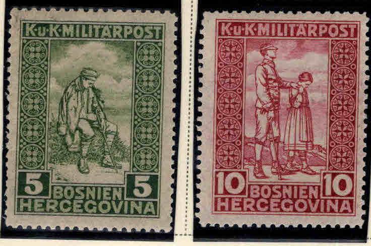 Bosnia Herzegovina Scott B9-B10 MH* semi-postal stamp set