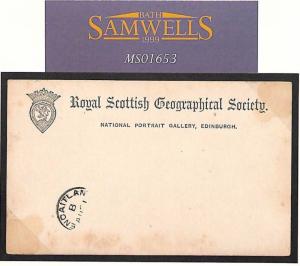 MS1653 GB SCOTLAND Stationery *Royal Geographical Society* Card Used Pencaitland