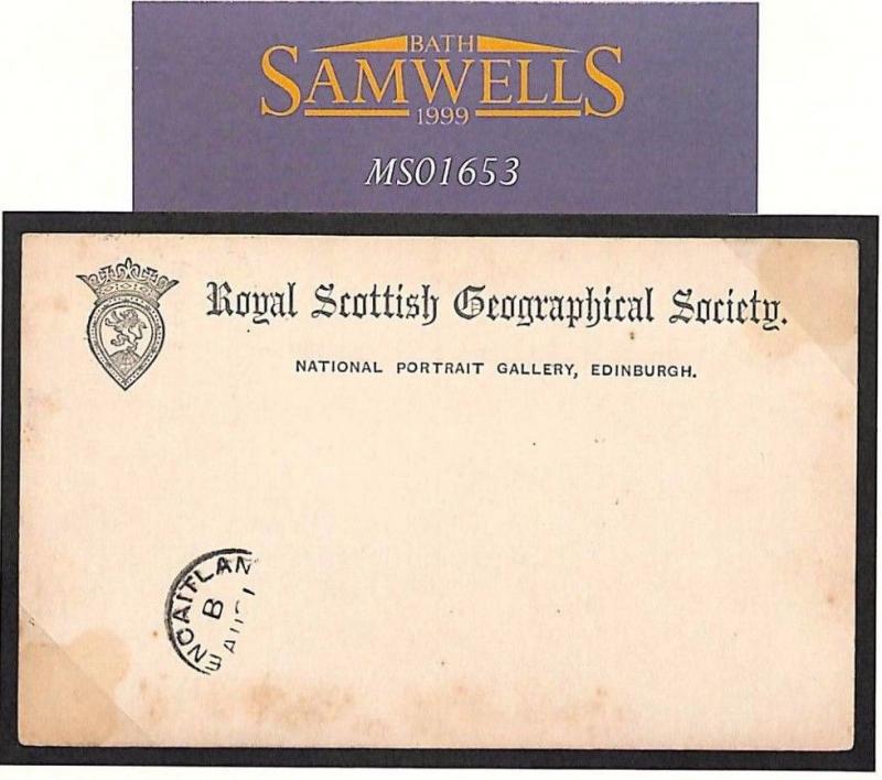 MS1653 GB SCOTLAND Stationery *Royal Geographical Society* Card Used Pencaitland