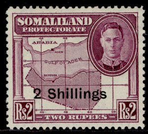 SOMALILAND PROTECTORATE GVI SG133, 2s on 2r purple, M MINT. 