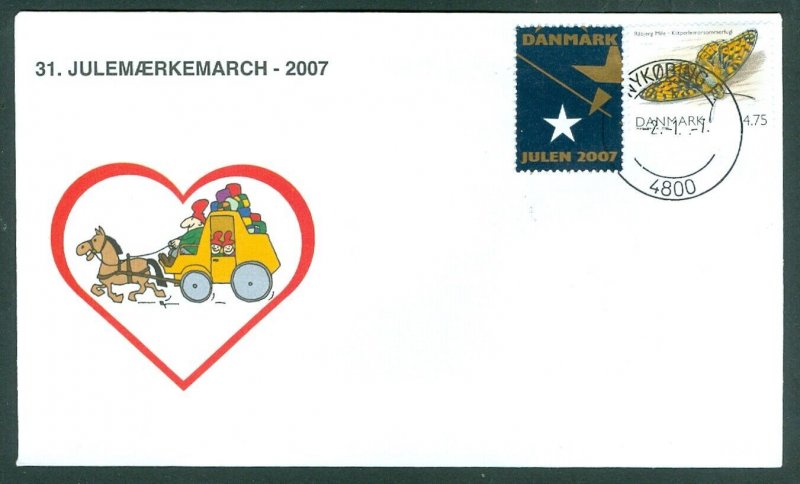 Denmark Cover. 2007.Mail Coach.Nykøb. F. “Christmas Seal Walk# 31.Sc#1389. # 01 