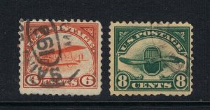 VERY AFFORDABLE SCOTT #C1 C4 USED SET OF 2 EARLY ISSUE AIR MAIL STAMPS #19285