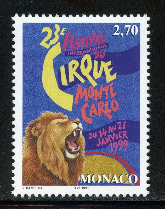 Monaco 2103 MNH, Monte Carlo Intl. Circus Festival Issue from 1998