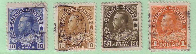 117-119, 122 Canada KG V Admiral Issue, used    118