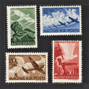 Hungary 1942 Aviators and Plane (4v Cpt) MNH