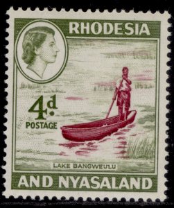 RHODESIA & NYASALAND QEII SG23, 4d maroon & olive, LH MINT.