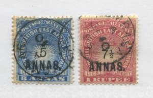 British East Africa 1894 overprinted 5 annas and 7 1/2 annas used