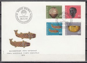 Switzerland, Scott cat. B414-B417. Archeological Finds. First day cover. ^