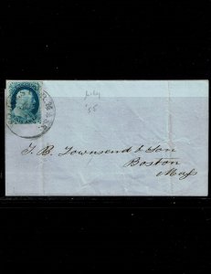 Scott #9 VF on cover. SCV - $100.00