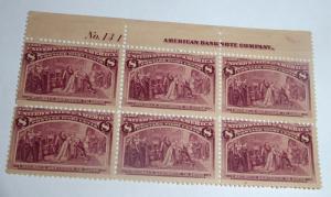 #236 8 cent Columbian  plate block