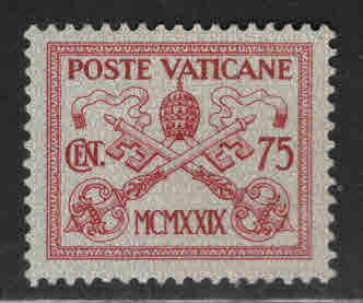 Vatican City Scott 7 MH* 1929 Papal coat of Arms  stamp