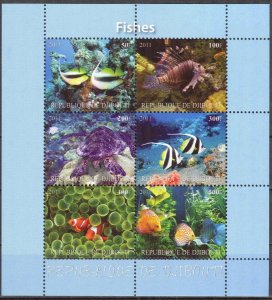 Djibouti 2011 Marine Life Fishes (1) Sheet MNH** Cinderella !