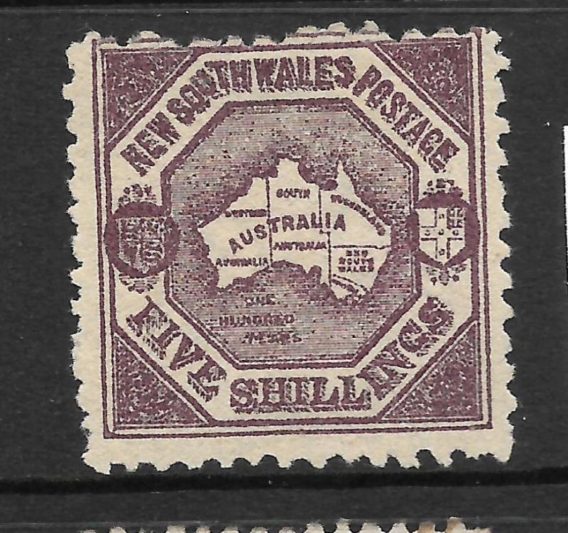 NEW SOUTH WALES 1888-89   5/-  MAP   MLH  P10   SG 261a