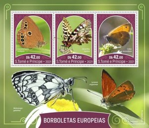 St Thomas - 2021 European Butterflies, Spanish Festoon - 3 Stamp Sheet ST210531a