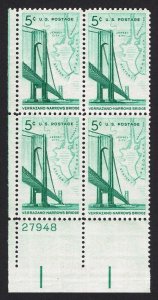 1964 Verrazano-Narrows Bridge, NY Plate Blk Of 4 5c Stamps, Sc# 1258, MNH, OG