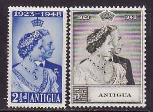 Antigua-Sc#98-9- id7-unused LH KGVI Omnibus set-Silver Wedding-1949-