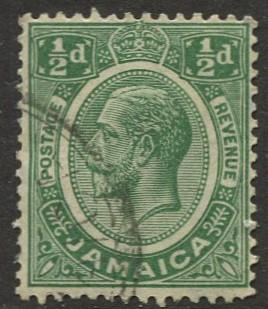 Jamaica -Scott 101 - KGV Definitive -1921 - Used - Single 1/2p Stamp